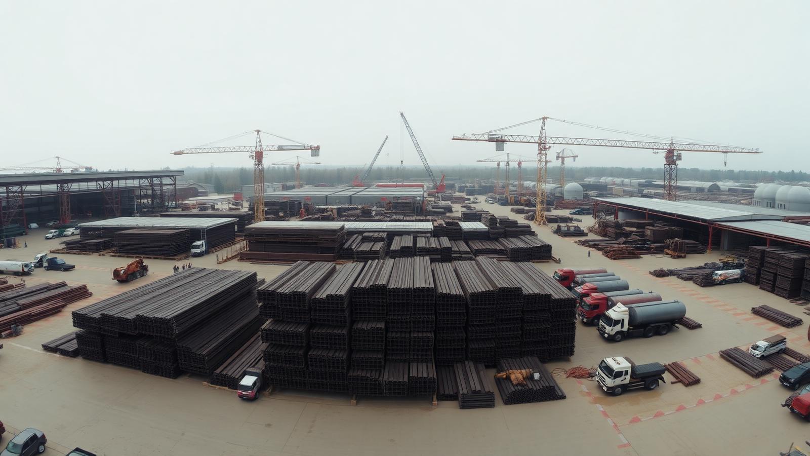 Aerial view of an active construction site